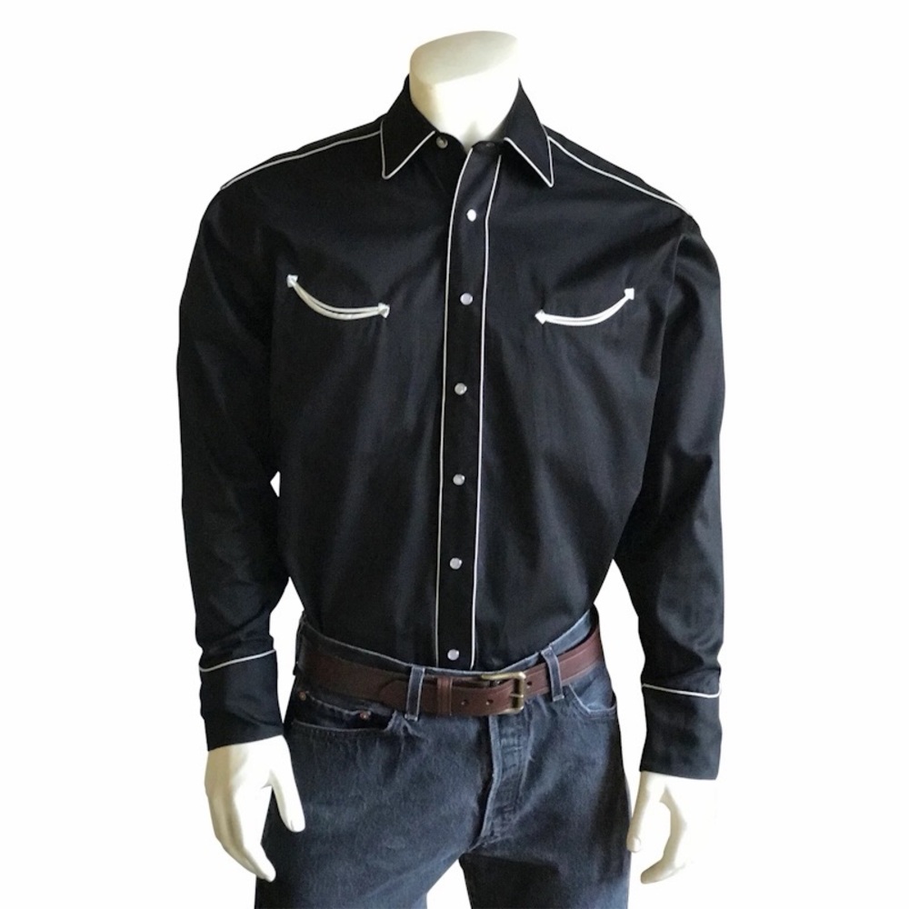 Rockmount Ranch Wear Men's Black Collar Cowboy Western Cotton Shirt  XXL - Picture 4 of 8
